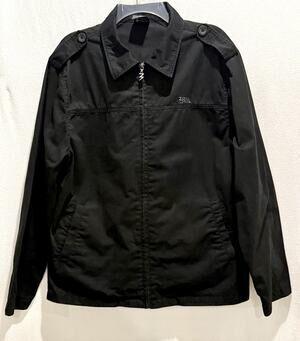 Third Rail Black Y2K 100% Cotton Zip-Up Jacket With Logo Skull Men's Sz L - VGC
